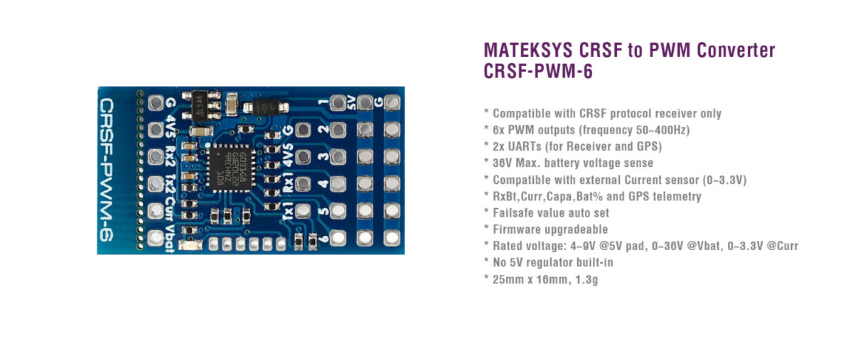 MATEKSYS CRSF-PWM Converter, CRSF-PWM-6
