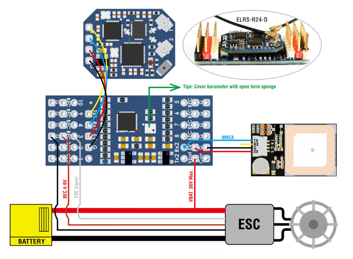 MATEKSYS CRSF-PWM Converter with Variometer, CRSF-PWM-V10