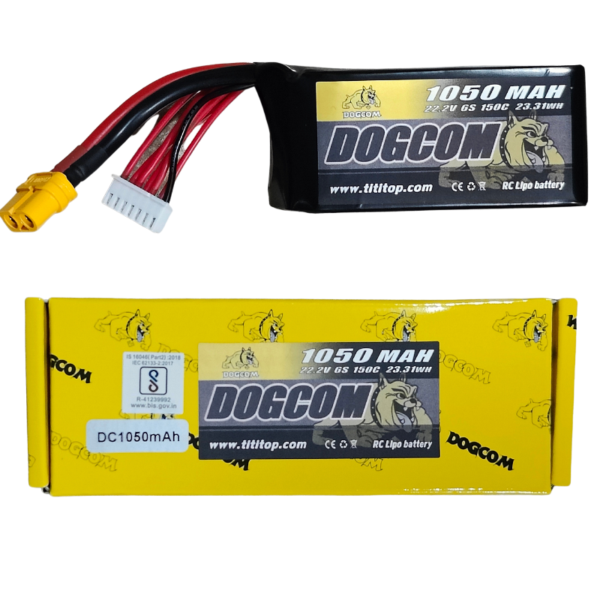 DOGCOM 6S 1050mAh 150C 22.2V LiPo Battery XT60 - ANUBIS RC