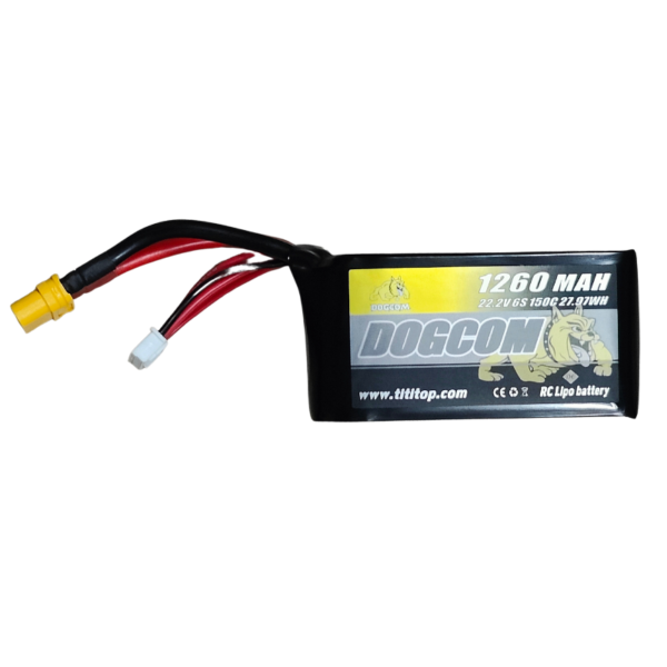 DOGCOM 6S 1260mAh 150C 22.2V LiPo Battery XT60