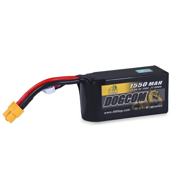 DOGCOM 1550mAh 4S 14.8V 150C LiPo battery with XT60 connector