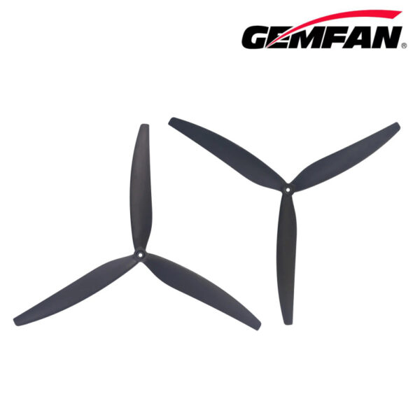Gemfan 18x10x3 black glass fiber nylon three-blade propeller pair, one CW and one CCW