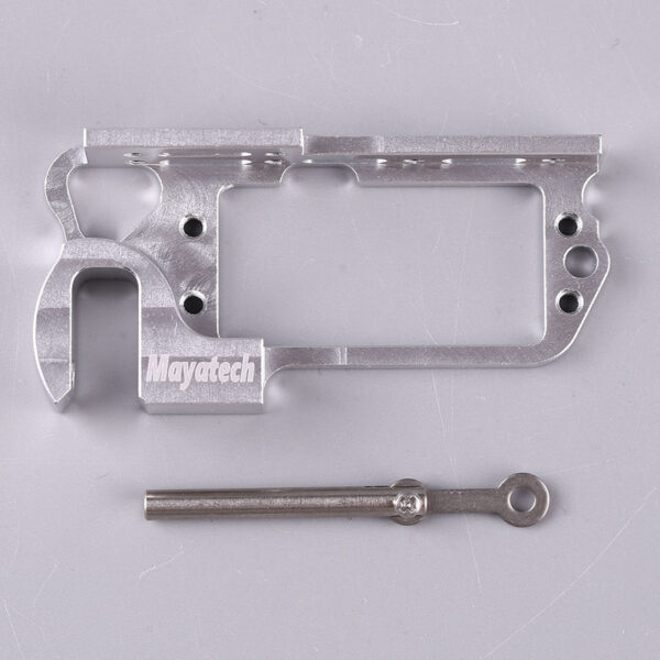 MAYATECH silver single-slot drop release bracket and sliding pin detail