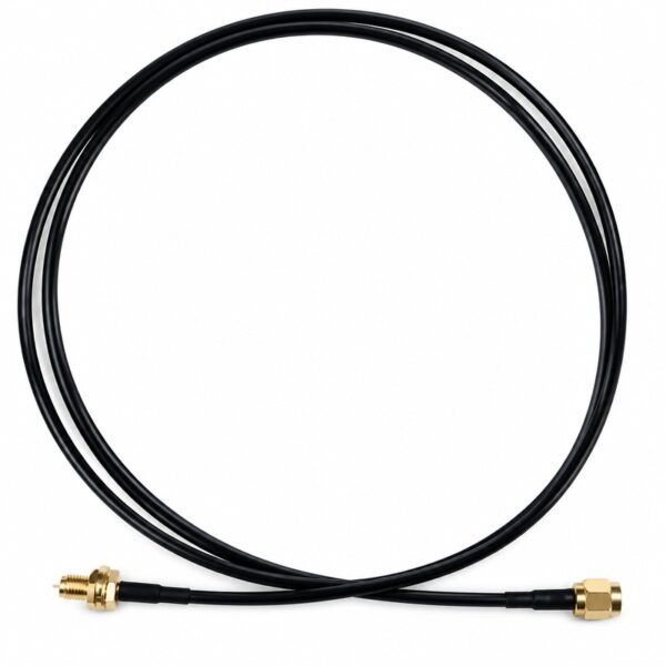 Black 750 mm SMA male to SMA female extension cable with gold connectors