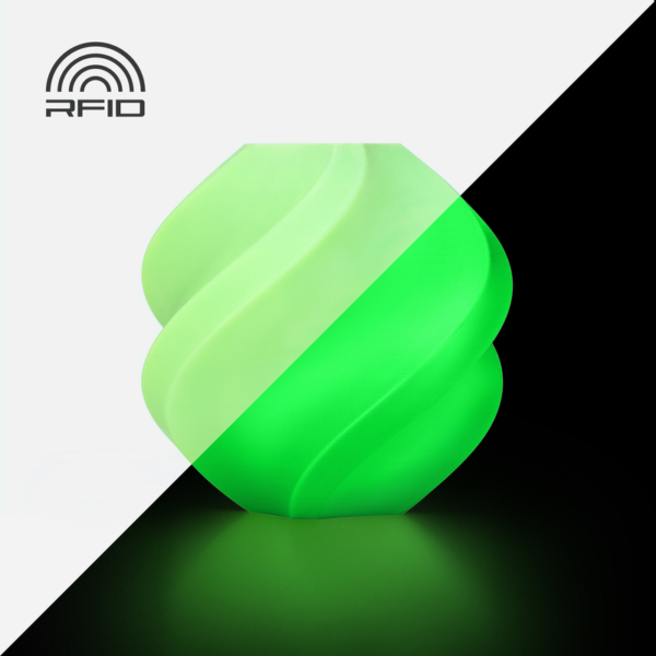 Bambu Lab PLA Glow Green – official spiral vase filament colour sample