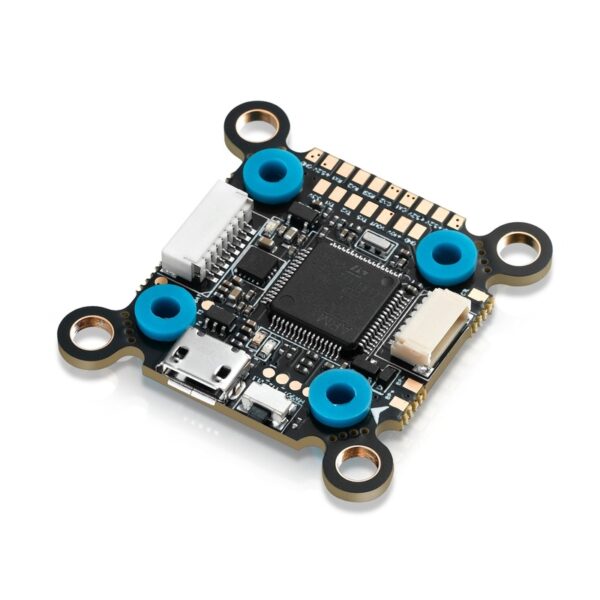 Hobbywing XRotor F7 Convertible flight controller with blue mounting grommets and Micro-USB port
