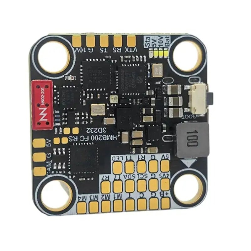 Hummingbird 200 RaceSpec FC back Hummingbird 200 flight controller back with connection pads and onboard receiver antenna