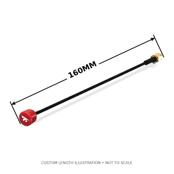 TRUERC SINGULARITY 5.8 RHCP SMA ANTENNA — 160 mm with matching dimension and end lines, illustrative configuration