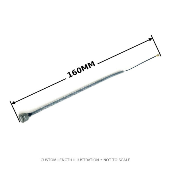 TRUERC SINGULARITY 5.8 LHCP U.FL WITH TUBE 160MM ANTENNA — 160 mm with matching dimension and end lines, illustrative configuration